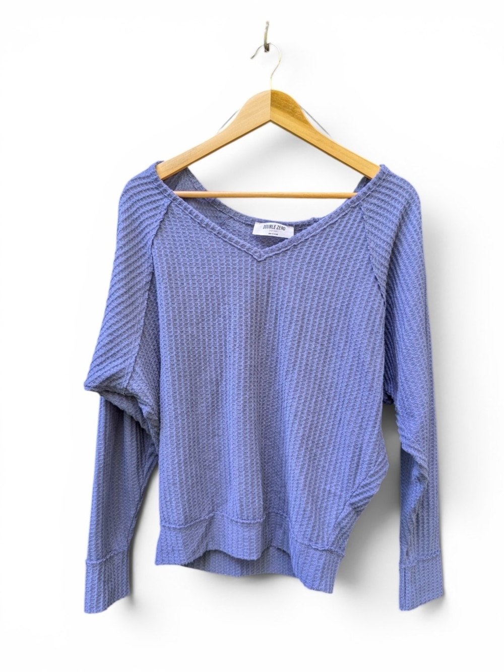 Double Zero Lavender Waffle V-Neck Sweater